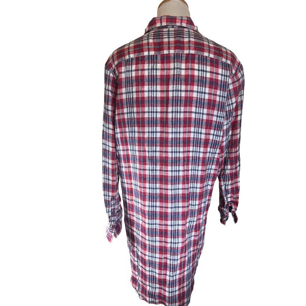 Frank Eileen Red Blue White Plaid Button Down Shirt Tunic Women Size Small - Picture 6 of 6